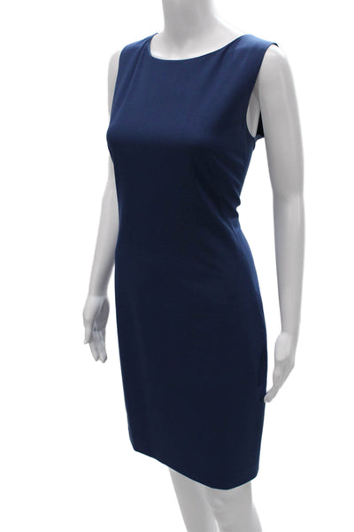 Theory Womens Sheath Dress Blue Sleeveless Scoop Neck Virgin Wool Blend Size 8