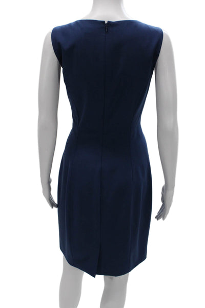 Theory Womens Sheath Dress Blue Sleeveless Scoop Neck Virgin Wool Blend Size 8