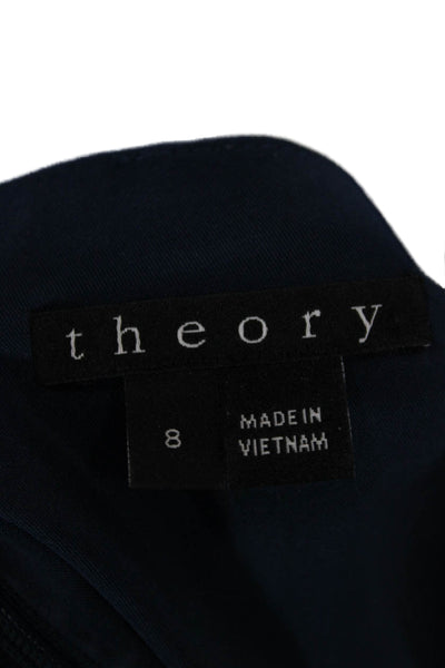 Theory Womens Sheath Dress Blue Sleeveless Scoop Neck Virgin Wool Blend Size 8