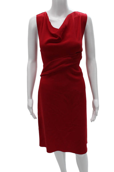 Elie Tahari Women Red Sheath Dress Cowl Neck Knee Length Size 6