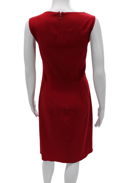 Elie Tahari Women Red Sheath Dress Cowl Neck Knee Length Size 6