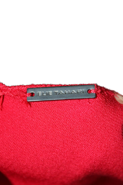 Elie Tahari Women Red Sheath Dress Cowl Neck Knee Length Size 6