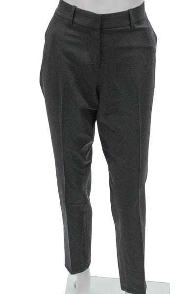 Theory Womens Dress Pants Gray Virgin Wool Zip Closure Inseam 28 Size 4