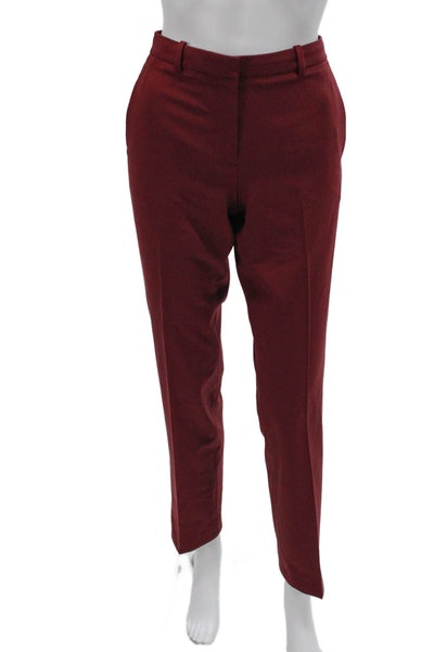 Theory Womens Dress Pants Red Virgin Wool Zip 29 Inseam Size 4