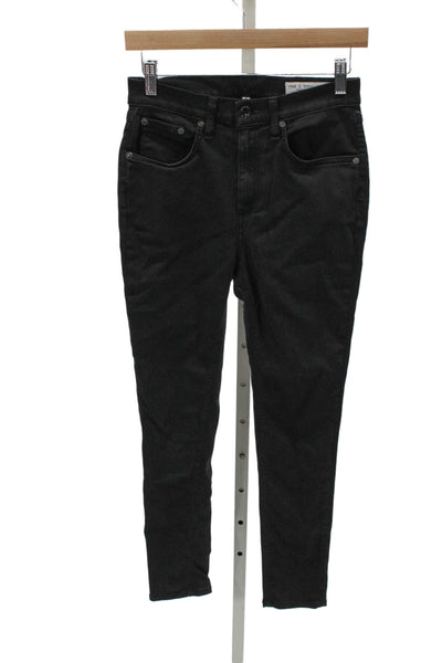 Rag & Bone Womens Skinny Jeans Black Cotton Blend Button Size 27