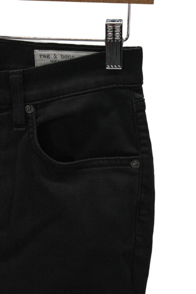 Rag & Bone Womens Skinny Jeans Black Cotton Blend Button Size 27
