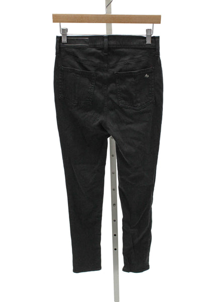 Rag & Bone Womens Skinny Jeans Black Cotton Blend Button Size 27