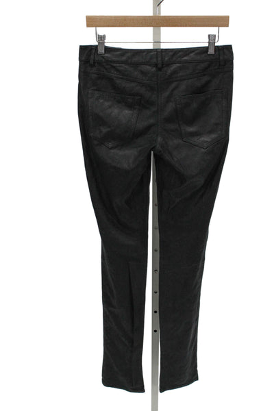 Theory Womens Gray Coated Fabric Jeggings Button Closure 35 Inseam Size 4