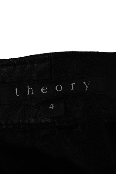 Theory Womens Gray Coated Fabric Jeggings Button Closure 35 Inseam Size 4
