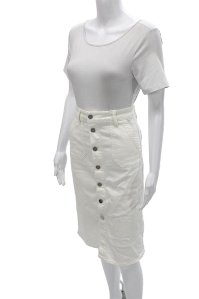 Paige Women Straight Pencil Denim Skirt White Button Size 25