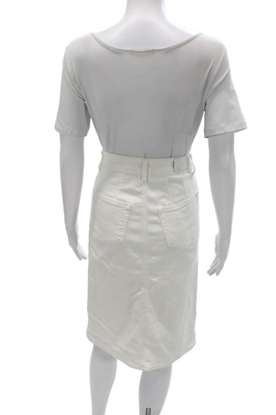 Paige Women Straight Pencil Denim Skirt White Button Size 25