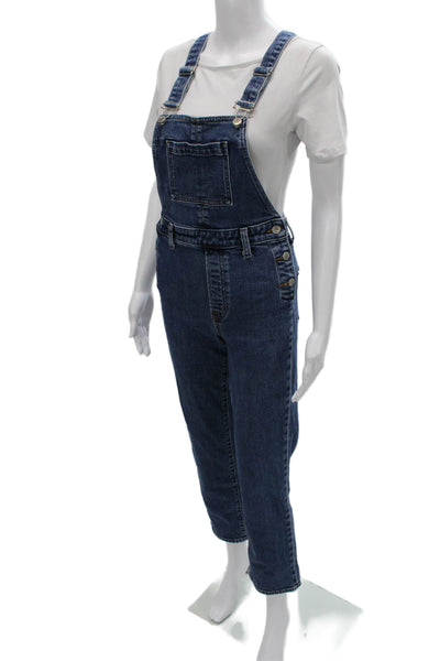 J Brand Womens Overall Jumpsuit Blue Square Neck Sleeveless Buckle Size S