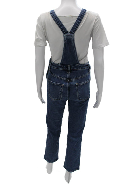 J Brand Womens Overall Jumpsuit Blue Square Neck Sleeveless Buckle Size S