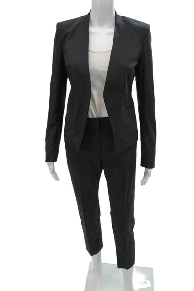 Theory Women Pantsuit Gray Virgin Wool Long Sleeve Size 0