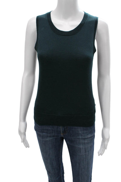 J Crew Women Merino Wool Scoop Neck Sweater Vest Green Size XS