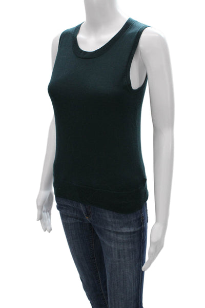 J Crew Women Merino Wool Scoop Neck Sweater Vest Green Size XS