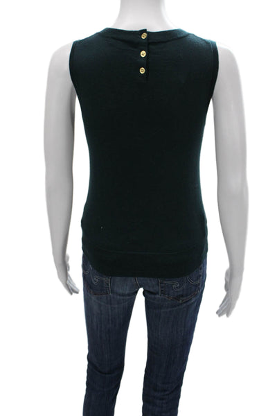 J Crew Women Merino Wool Scoop Neck Sweater Vest Green Size XS