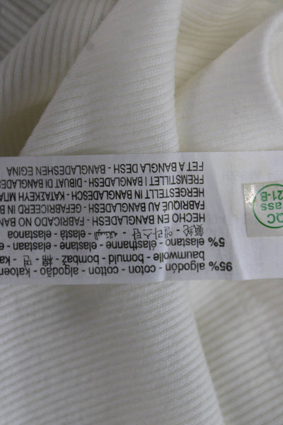 Zara Women White Cotton Turtleneck Short Sleeve Basic T-Shirt Size S