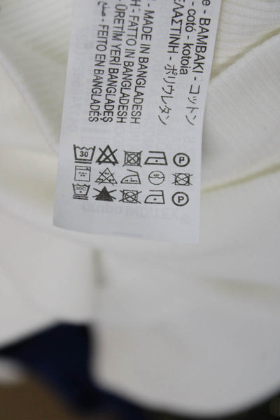 Zara Women White Cotton Turtleneck Short Sleeve Basic T-Shirt Size S