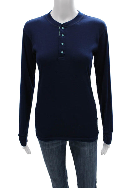 Patagonia Women Blue Henley Long Sleeve Basic T-Shirt Size S