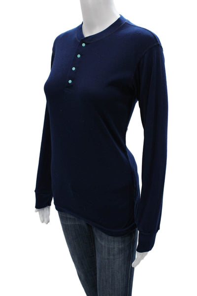 Patagonia Women Blue Henley Long Sleeve Basic T-Shirt Size S