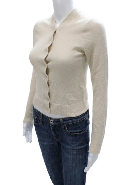 Vince Women Beige 100% Cashmere V Neck Cardigan Long Sleeve Size 2XS