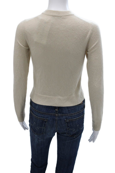 Vince Women Beige 100% Cashmere V Neck Cardigan Long Sleeve Size 2XS