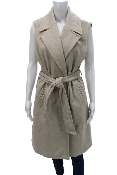 Zara Womens Sleeveless Tie Vest Beige Polyester Solid Fall Size XS