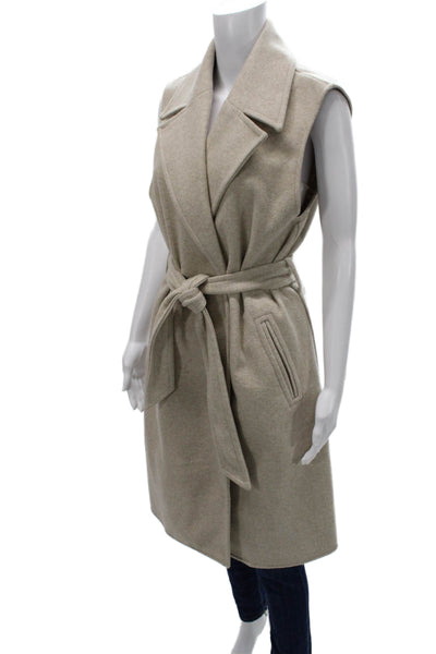 Zara Womens Sleeveless Tie Vest Beige Polyester Solid Fall Size XS