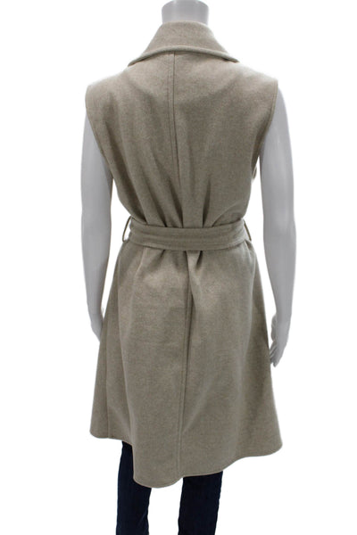 Zara Womens Sleeveless Tie Vest Beige Polyester Solid Fall Size XS