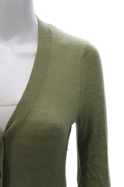 Joseph Womens V-Neck Cashmere Cardigan Green Long Sleeve Size XS