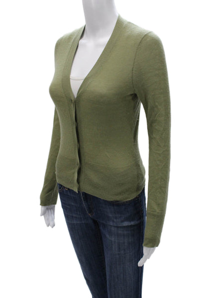 Joseph Womens V-Neck Cashmere Cardigan Green Long Sleeve Size XS