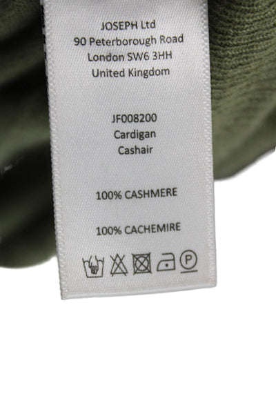 Joseph Womens V-Neck Cashmere Cardigan Green Long Sleeve Size XS