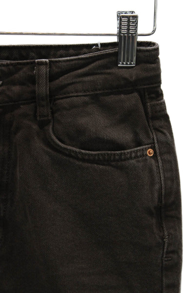 Zara Women Straight Jeans Brown Mid Rise 28 Inseam 100% Cotton Size 2