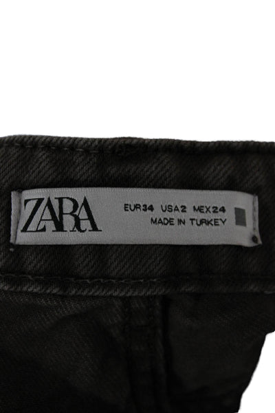 Zara Women Straight Jeans Brown Mid Rise 28 Inseam 100% Cotton Size 2