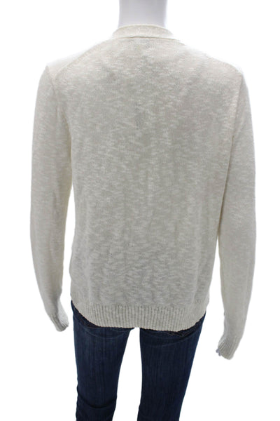 J Crew Womens Cardigan V-Neck Ivory Solid Long Sleeve Cotton Polyester Size S