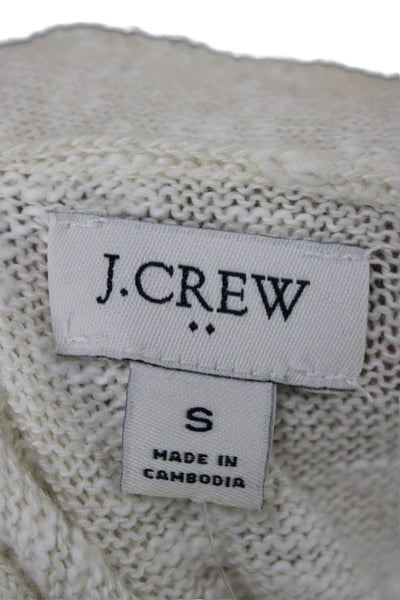 J Crew Womens Cardigan V-Neck Ivory Solid Long Sleeve Cotton Polyester Size S