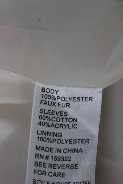Aqua Womens Basic Jacket Ivory Collared Long Sleeve Polyester Zip Size S