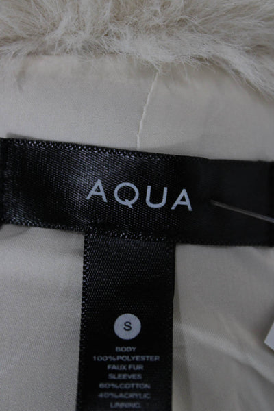 Aqua Womens Basic Jacket Ivory Collared Long Sleeve Polyester Zip Size S