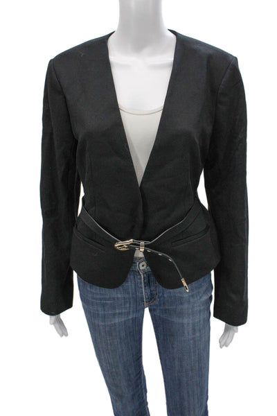 Express Womens Basic Jacket Black Tie Long Sleeve Size M