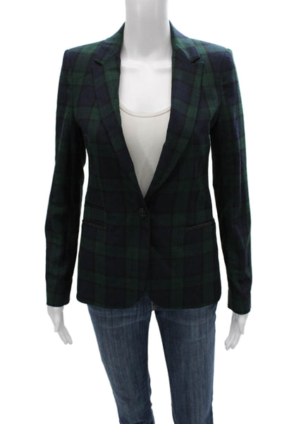 Zara Basic Women Basic Jacket Green Plaid Acetate Button Long Sleeve Size S
