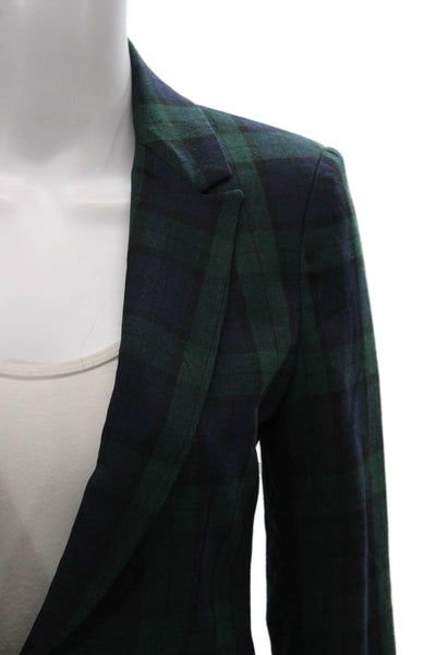 Zara Basic Women Basic Jacket Green Plaid Acetate Button Long Sleeve Size S