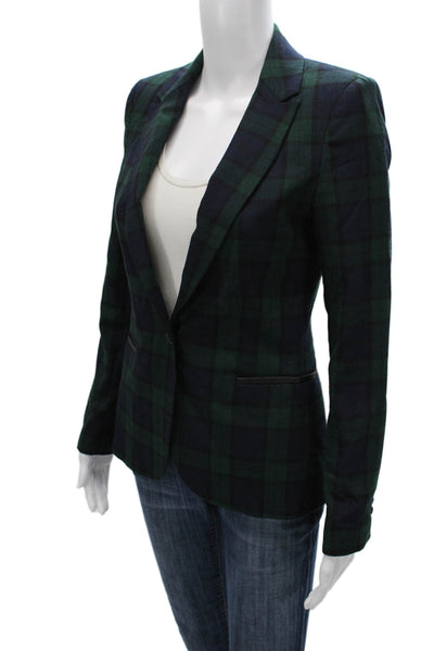 Zara Basic Women Basic Jacket Green Plaid Acetate Button Long Sleeve Size S