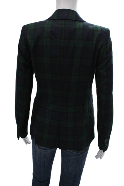 Zara Basic Women Basic Jacket Green Plaid Acetate Button Long Sleeve Size S