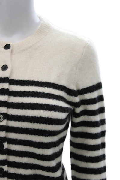 Madewell Womens Black Striped Cardigan Crew Neck Long Sleeve Size S