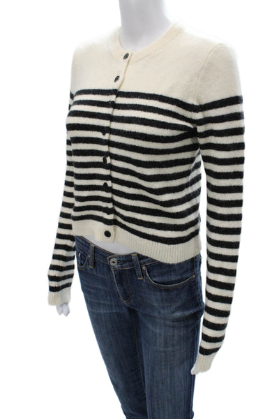 Madewell Womens Black Striped Cardigan Crew Neck Long Sleeve Size S