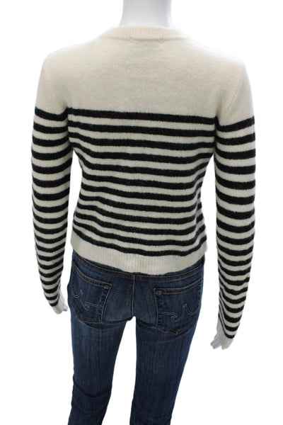 Madewell Womens Black Striped Cardigan Crew Neck Long Sleeve Size S