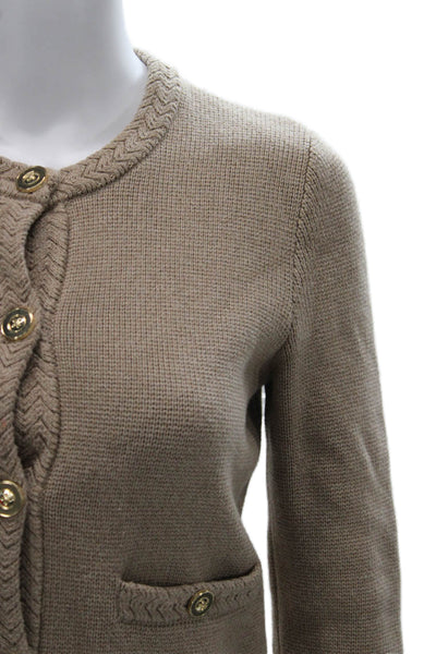 J Crew Womens Cardigan Beige 100% Cotton Long Sleeve Size 2XS