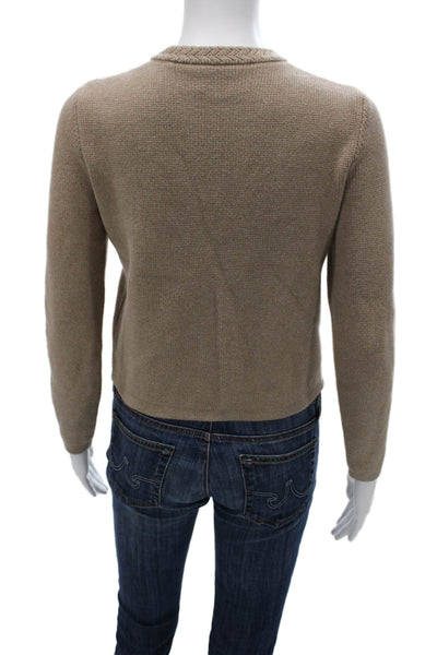 J Crew Womens Cardigan Beige 100% Cotton Long Sleeve Size 2XS
