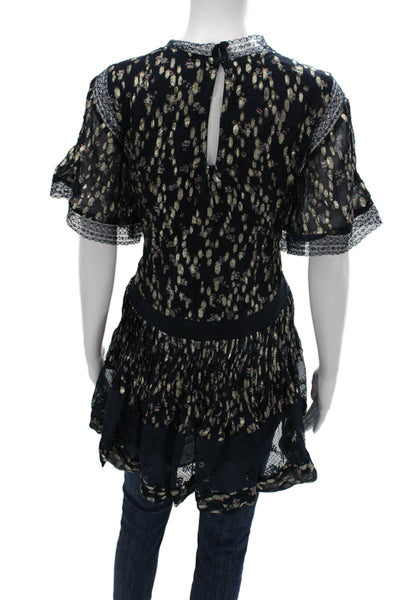 Maeve Anthropologie Womens Fit & Flare Floral V-Neck Blouse Size S